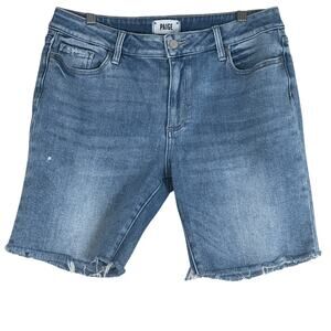 Paige Jax Cut Off Jean Shorts Mens 32 Light Wash Denim Stretch Raw Hem Casual